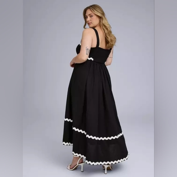 Torrid Belle Isle Black & White Scalloped Trim High Low Maxi Dress 2X NWT - Picture 4 of 4